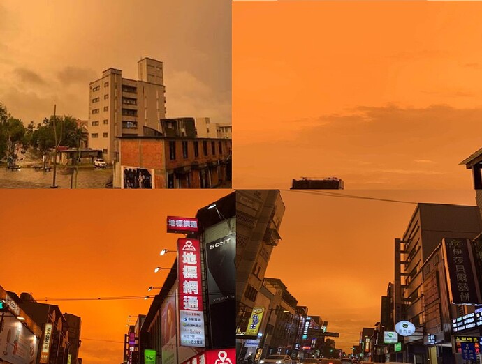 宜蘭天空被染成橘色